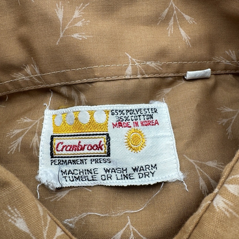 Vintage Cranbrook Short Sleeve Button Shirt Men's 15.5 70s Orange Geometric